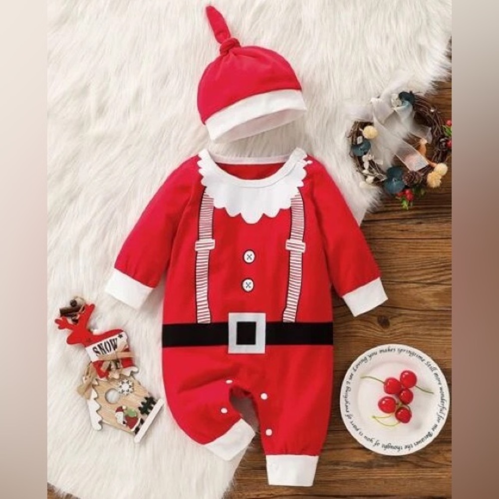 Baby Christmas Santa suit and hat set